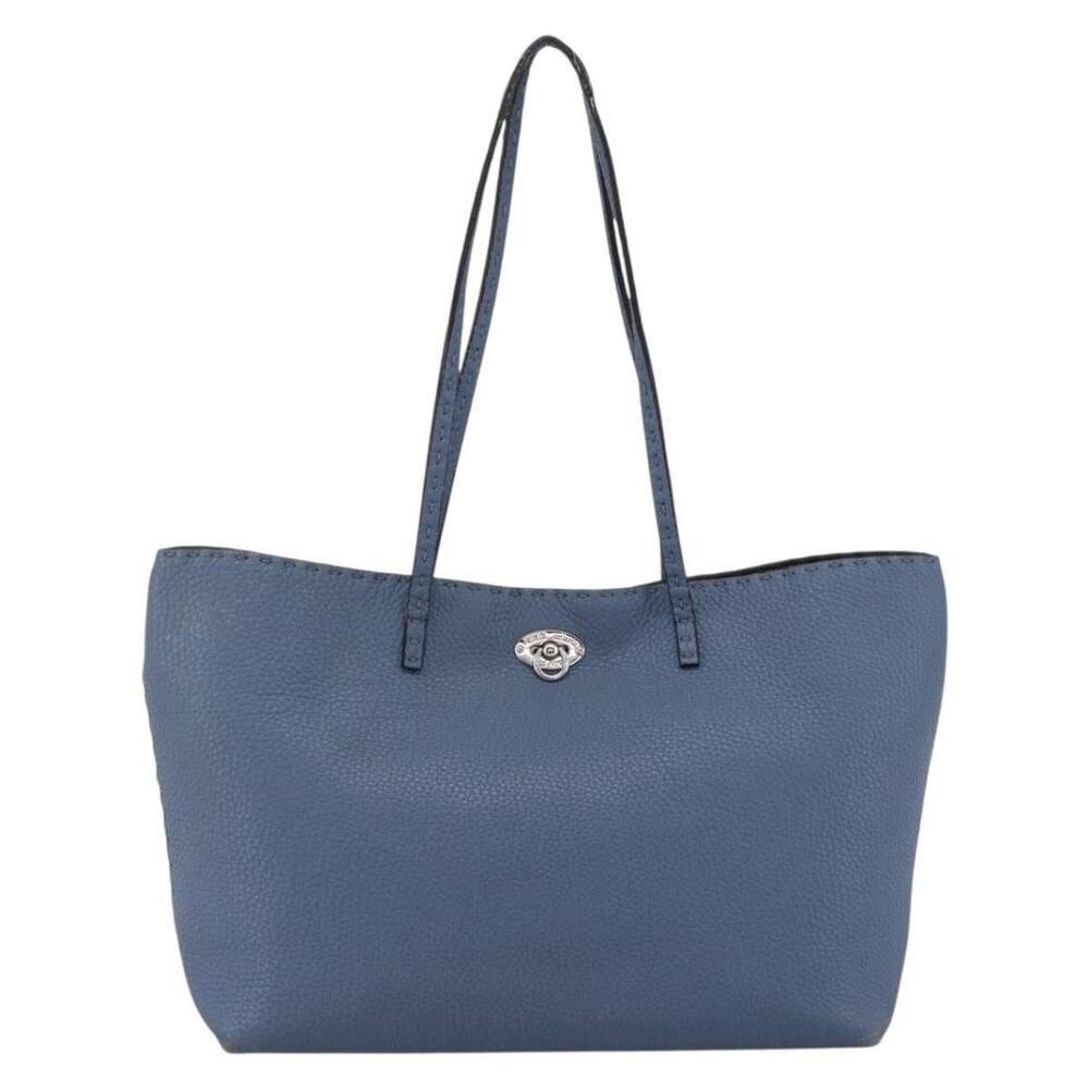 Fendi Leather Celeria Tote Bag Light Blue